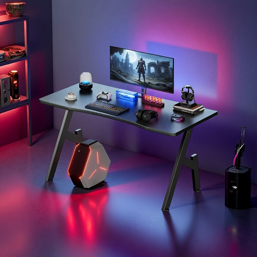 Office Tables Computer Workstations, A Shaped Computer Gaming Table, Office Desks Workstations with Carbon Fiber Surface, Sturdy PC Table for Gaming And Office, Black, 80/100cm, Furniture, Gift, Work From Home Setup, Gaming W