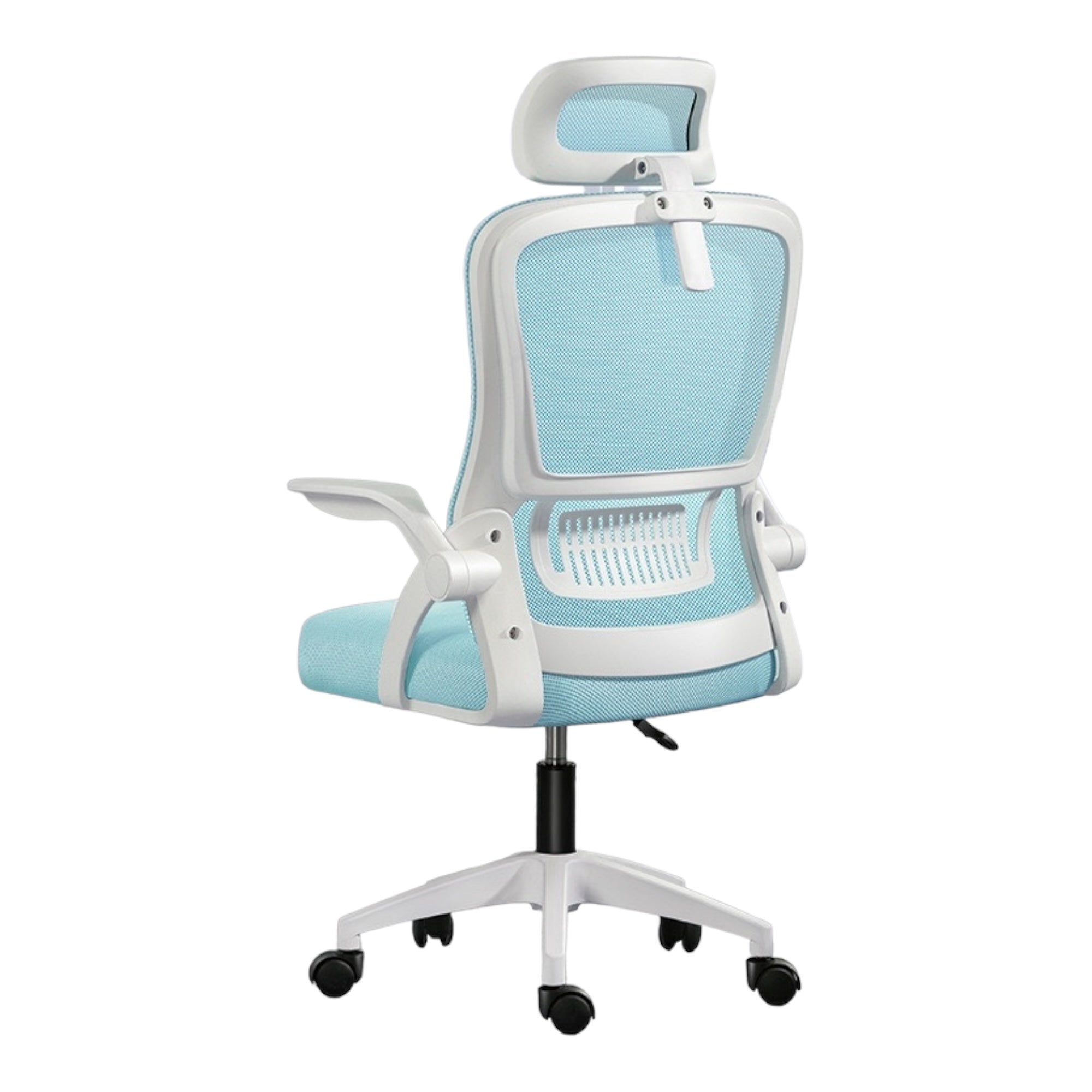 Silla de oficina, silla gamer, escritorio ergonómico con reposacabezas ajustable y soporte para bombilla, respaldo de malla transpirable, reposabrazos plegables de 90 grados, rotación de 360 ​​grados (SF168-002)