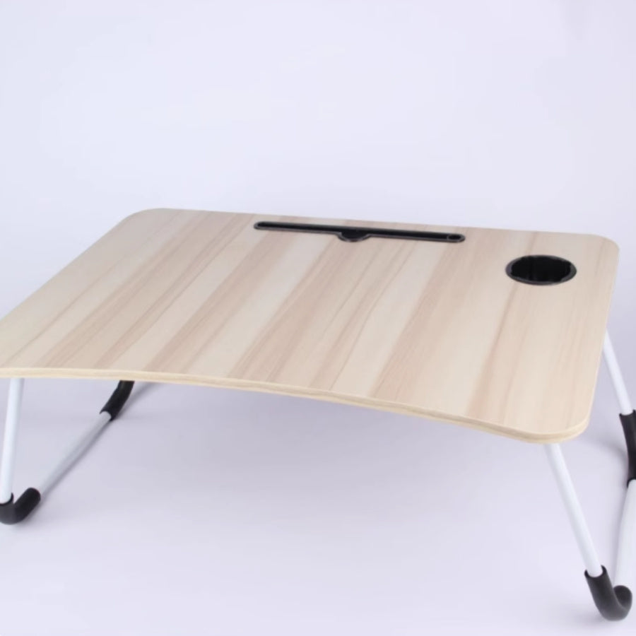 Escritorio para computadora portátil, plegable, mesa negra y marrón perezosa, entrega aleatoria, escritorio pequeño, piso de dormitorio, descanso simple, dormitorio, estudio de estudiantes con ranura para tazas, ranura plana.