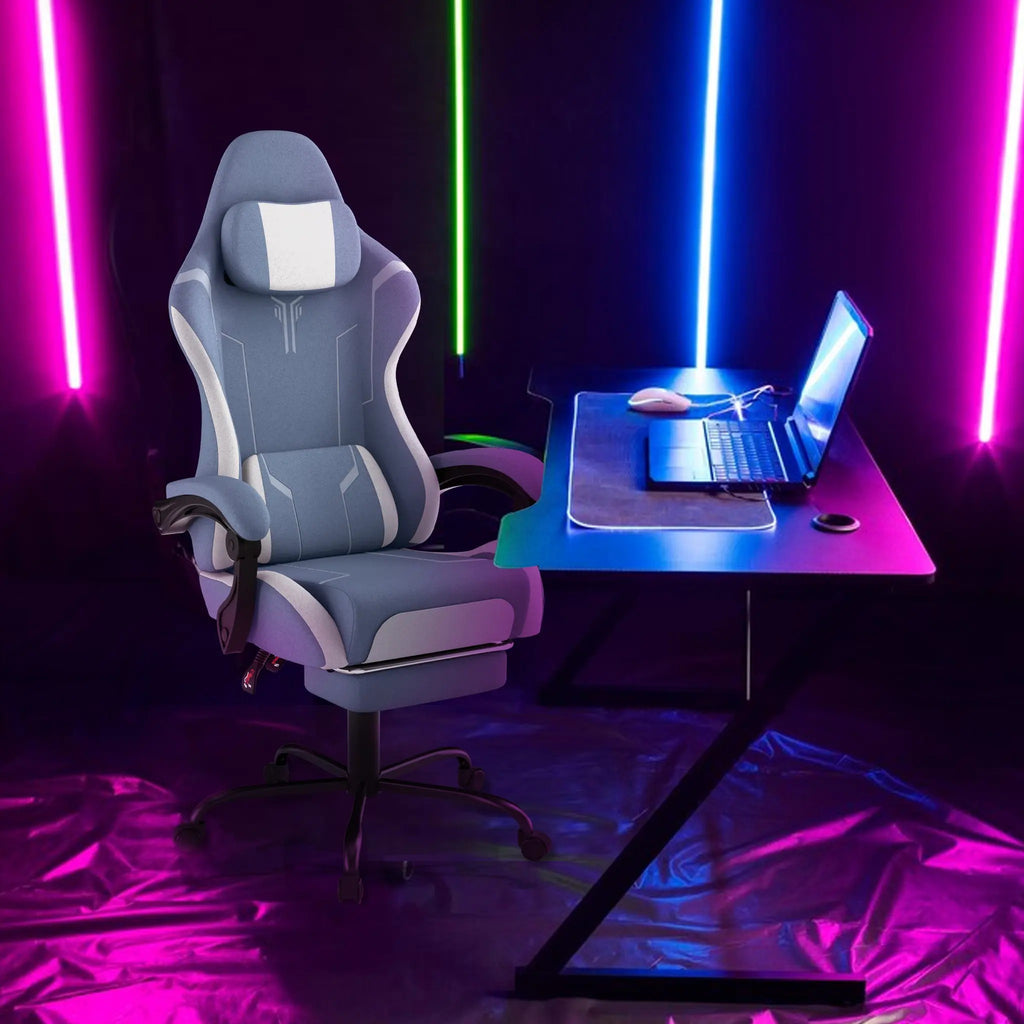 Ergonomic Gaming and Office Chair with Lumbar Support & Headrest Adjustable Height, Built in Footrest, 135kg Weight Capacity, Ideal for PC Gaming and Work, Pc Gaming Chair, Gaming Ergonomic Chair, Adjustable Computer Chair, S