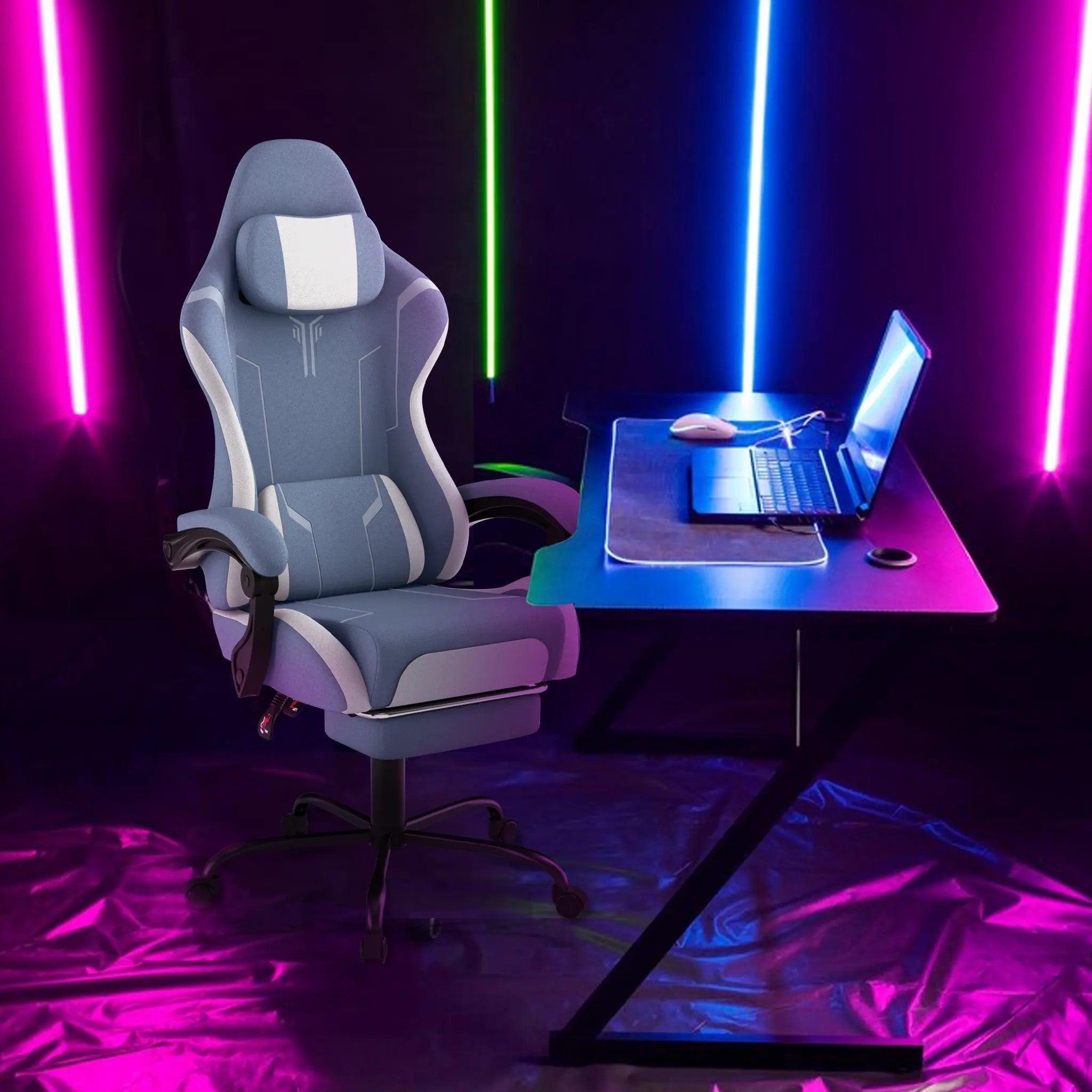 Ergonomic Gaming and Office Chair with Lumbar Support & Headrest Adjustable Height, Built in Footrest, 135kg Weight Capacity, Ideal for PC Gaming and Work, Pc Gaming Chair, Gaming Ergonomic Chair, Adjustable Computer Chair, S