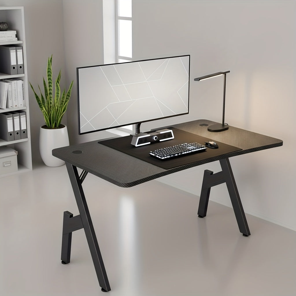 Furnishia 101.6 cm A-Shape Gaming Desk with Carbon Fiber Texture Desktop, Ergonomic Design & Adjustable Height - Spacious Computer Desk with Foot Pads, Sturdy A-Frame Construction for Home Office, Bedroom, Gaming Setup - Blac
