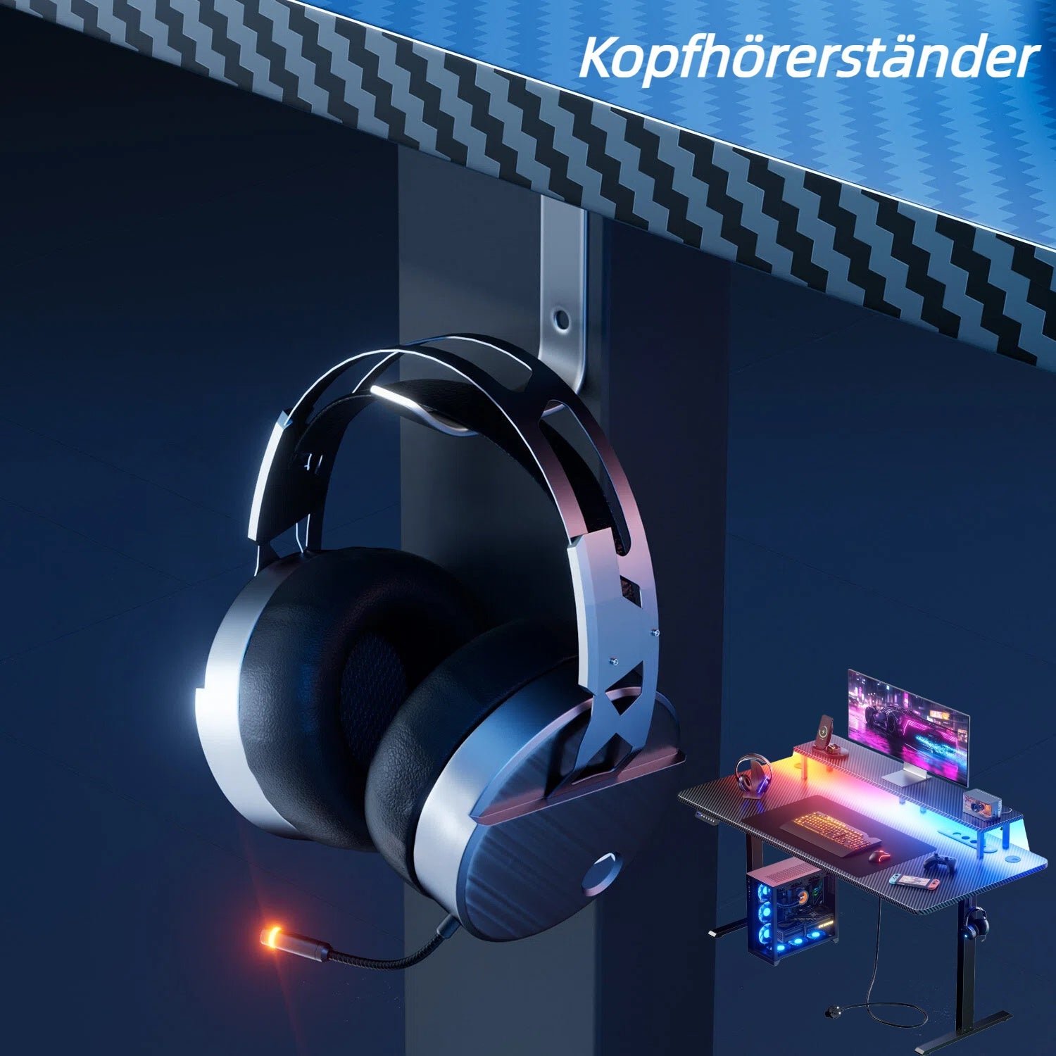 Height-Adjustable Desk with 3 Memory Smart And Power Outlet, New Standing-Sitting Electric Desk with LED Lights & Monitor Stand, Gaming Desk with Headphone Hook, Ideal for Home Office And Study Room, Black, 3 Sizes, Halloween