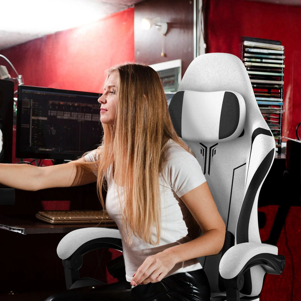 Ergonomic Gaming and Office Chair with Lumbar Support & Headrest Adjustable Height, Built in Footrest, 135kg Weight Capacity, Ideal for PC Gaming and Work, Pc Gaming Chair, Gaming Ergonomic Chair, Adjustable Computer Chair, S
