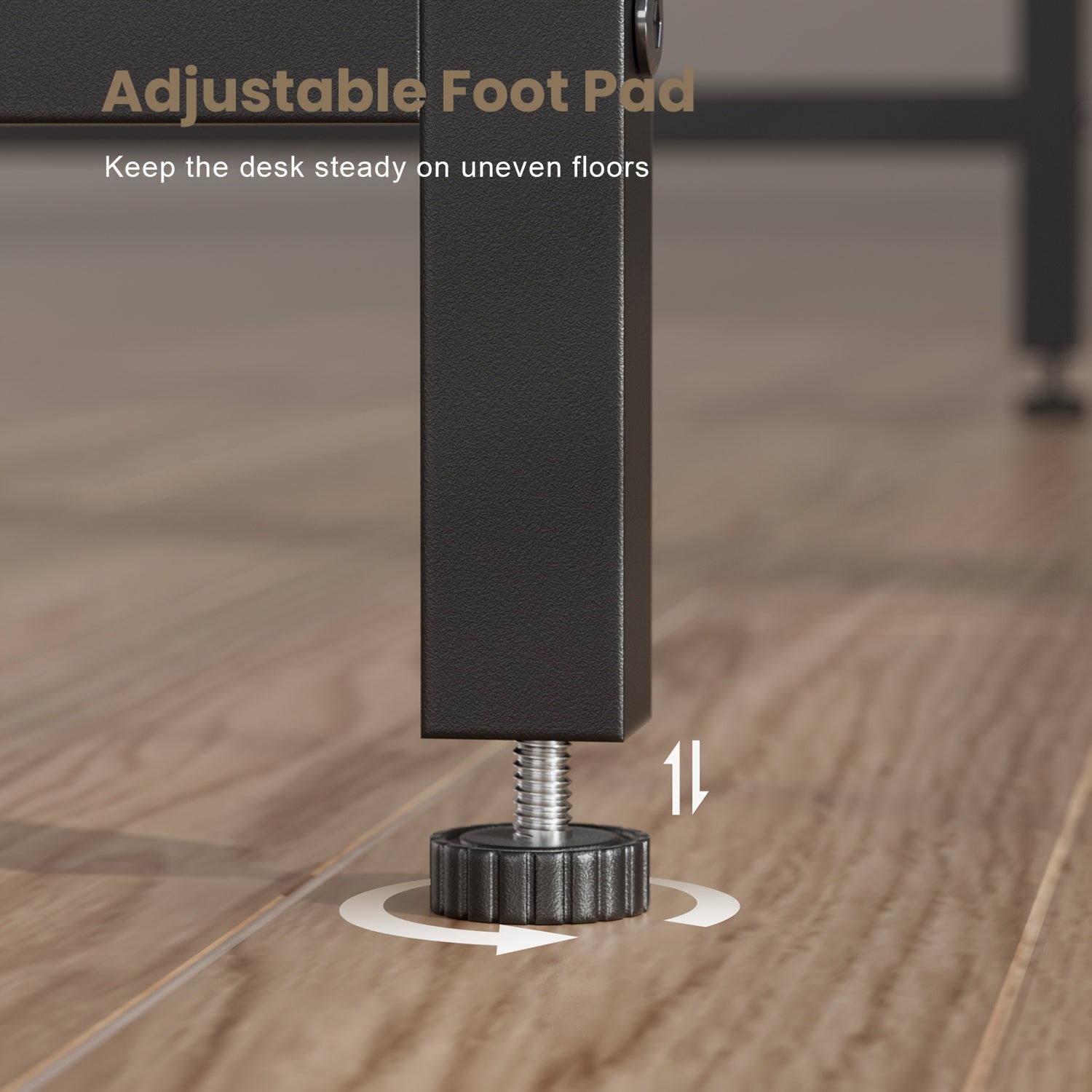 Escritorio de computadora moderno y compacto de 32/40 pulgadas con reposapiés ajustables y bolsa de almacenamiento. Estación de trabajo independiente de madera, acabado pulido, compacto para el hogar y la oficina.