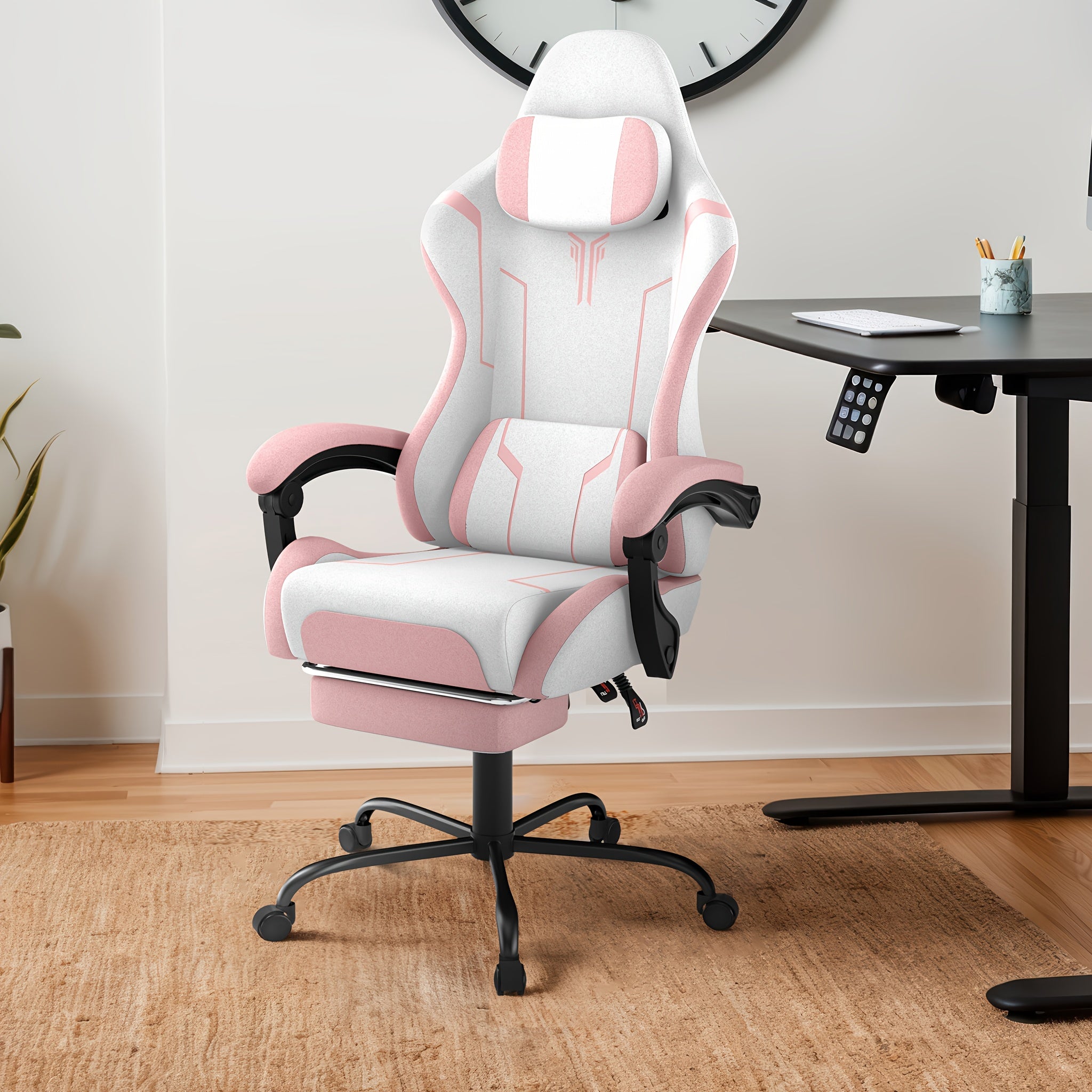 Gaming Chair Ergonomic with Adjustable Lumbar Cushion & Headrest Cushion & Armrests & Footrest Office Chair PC Computer Chair 135° Tilt Racing Gamer Chair, 150kg Load Capacity, Gaming Chairs for Gamers, Gaming Chair with Lum