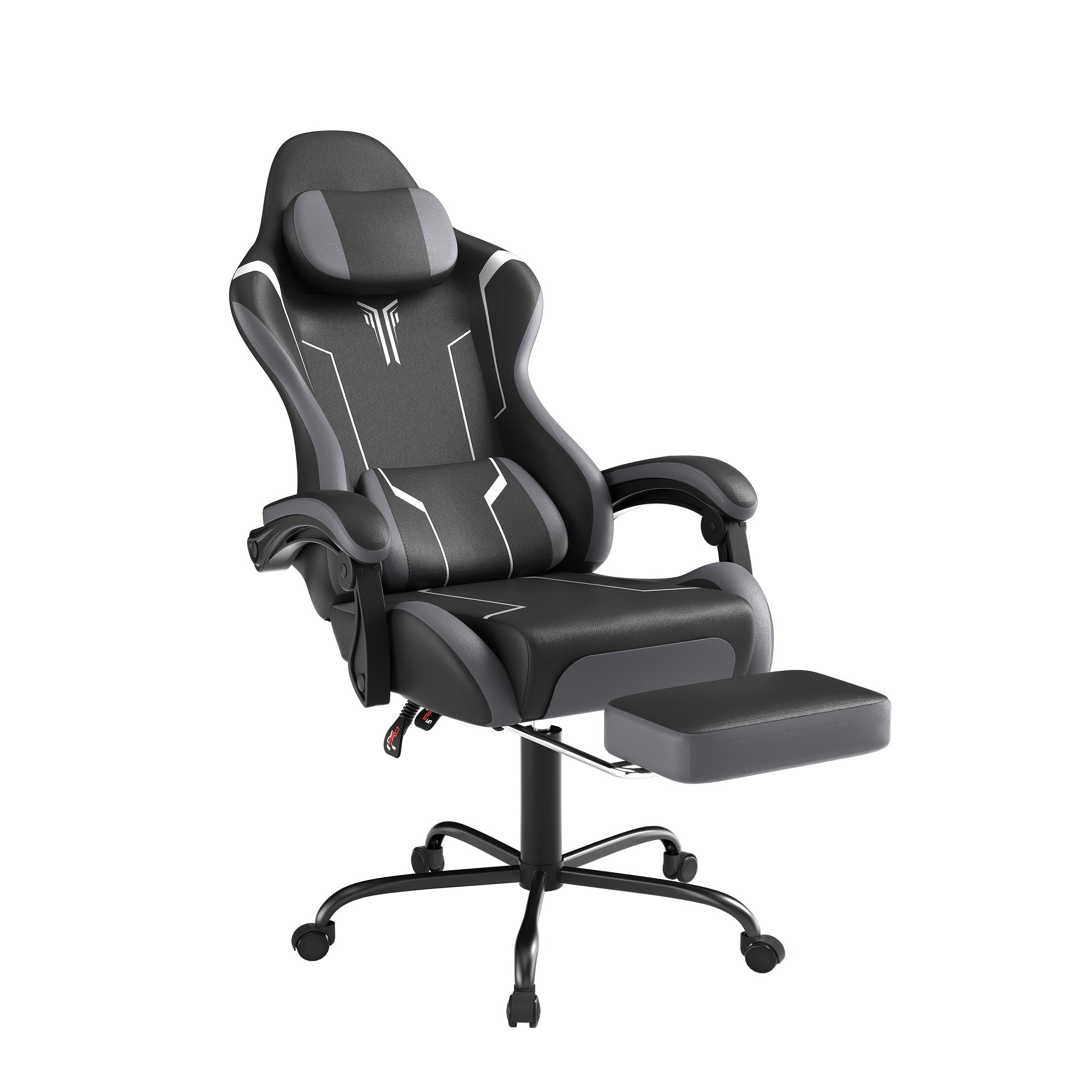Gaming Chair Ergonomic with Adjustable Lumbar Cushion & Headrest Cushion & Armrests & Footrest Office Chair PC Computer Chair 135° Tilt Racing Gamer Chair, 150kg Load Capacity, Gaming Chairs for Gamers, Gaming Chair with Lum