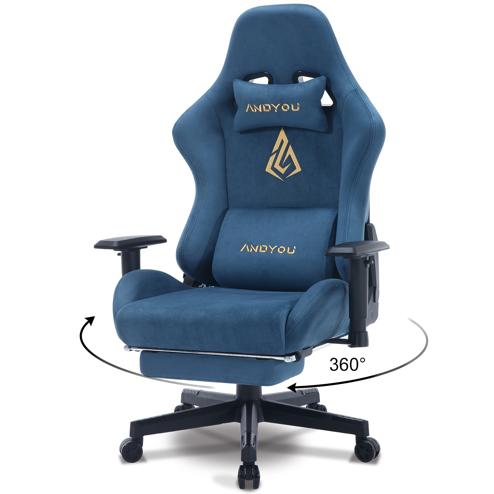 Silla Gaming ANDYOU | Silla de oficina transpirable con tela suave de piel sintética de alta calidad | Silla ergonómica ajustable para PC con reposapiés, regalo de Navidad perfecto para jugadores y usuarios de oficina en casa.