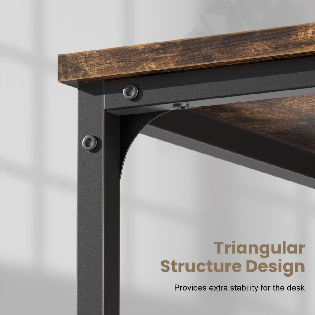 Escritorio de computadora moderno y compacto de 32/40 pulgadas con reposapiés ajustables y bolsa de almacenamiento. Estación de trabajo independiente de madera, acabado pulido, compacto para el hogar y la oficina.