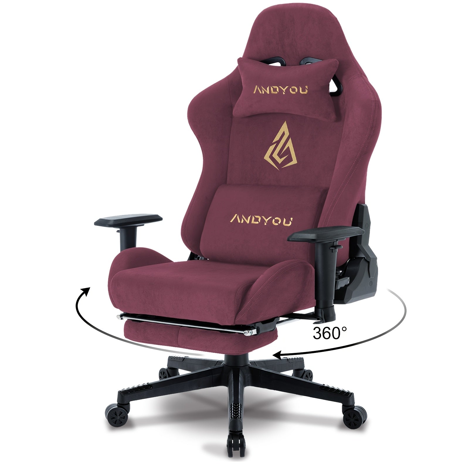 Silla Gaming ANDYOU | Silla de oficina transpirable con tela suave de piel sintética de alta calidad | Silla ergonómica ajustable para PC con reposapiés, regalo de Navidad perfecto para jugadores y usuarios de oficina en casa.