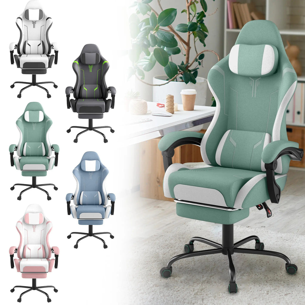 Ergonomic Gaming and Office Chair with Lumbar Support & Headrest Adjustable Height, Built in Footrest, 135kg Weight Capacity, Ideal for PC Gaming and Work, Pc Gaming Chair, Gaming Ergonomic Chair, Adjustable Computer Chair, S