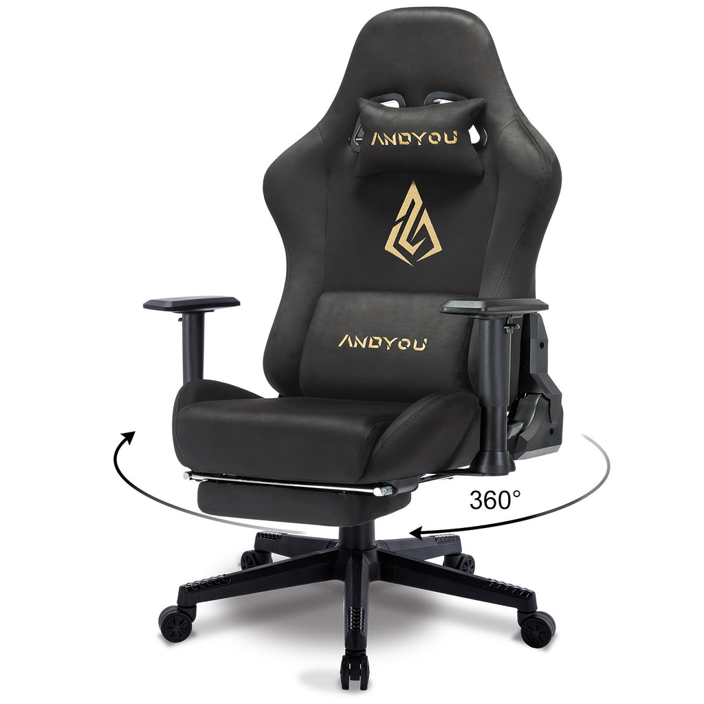 Silla Gaming ANDYOU | Silla de oficina transpirable con tela suave de piel sintética de alta calidad | Silla ergonómica ajustable para PC con reposapiés, regalo de Navidad perfecto para jugadores y usuarios de oficina en casa.