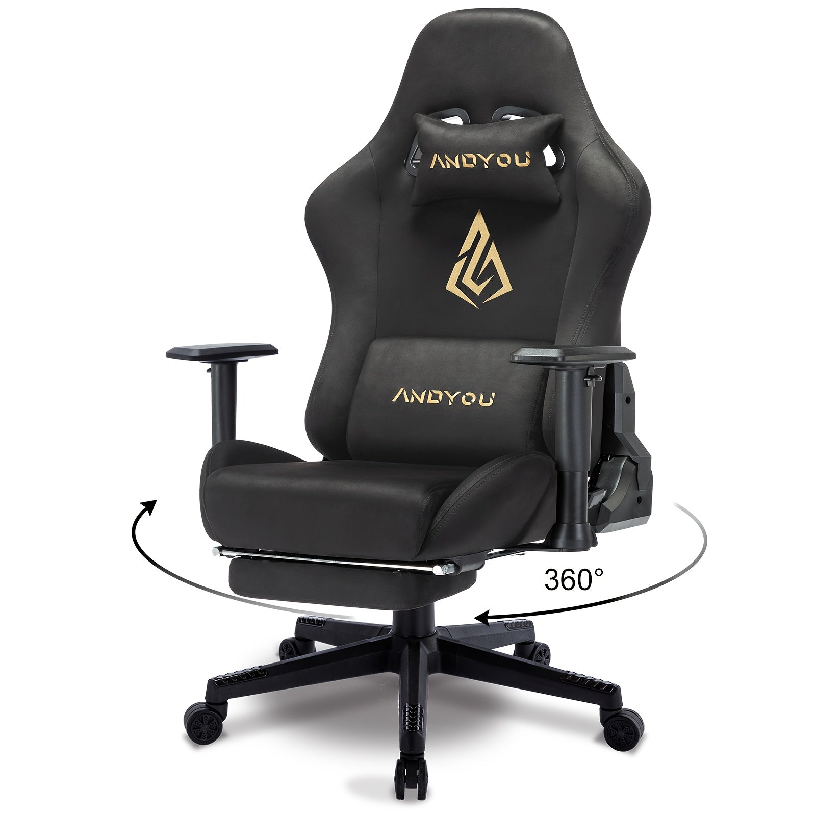 Silla Gaming ANDYOU | Silla de oficina transpirable con tela suave de piel sintética de alta calidad | Silla ergonómica ajustable para PC con reposapiés, regalo de Navidad perfecto para jugadores y usuarios de oficina en casa.
