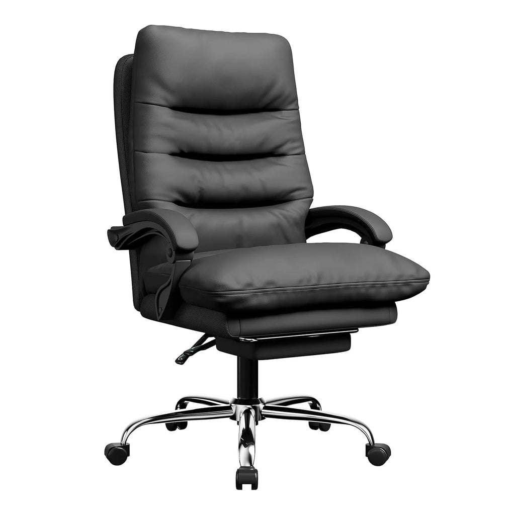 Silla ejecutiva de oficina grande y alta, reclinable ergonómica con reposapiés