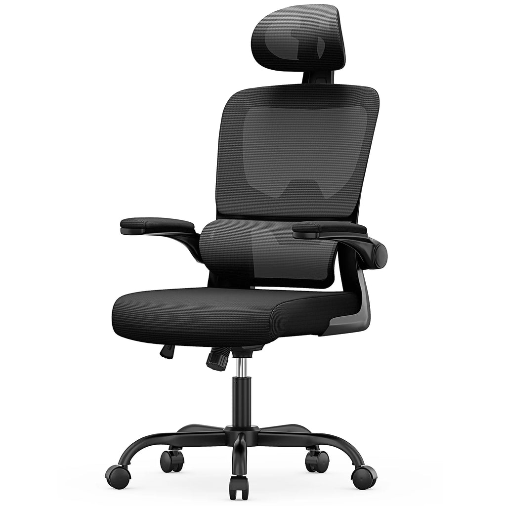 Silla de oficina ergonómica con reposabrazos plegables, respaldo transpirable y altura ajustable, silla giratoria para juegos.