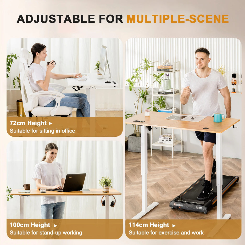 Mesa de escritura de altura ajustable COMHOMA con conector USB y gancho Mesa de computadora ajustable eléctricamente Mesa de asiento con soporte