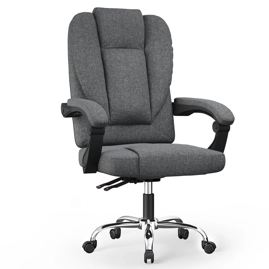Silla de oficina ergonómica ejecutiva de cuero PU con diseño de almohadilla de resorte y respaldo alto ajustable