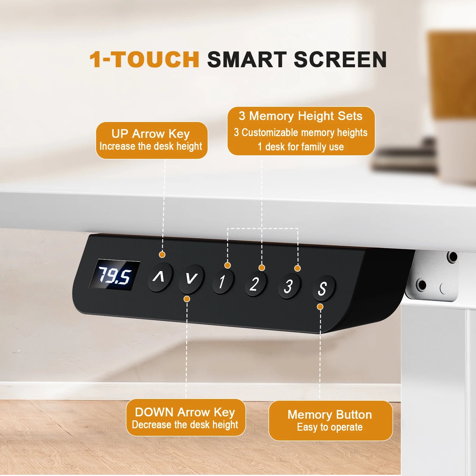Mesa de escritura de altura ajustable COMHOMA con conector USB y gancho Mesa de computadora ajustable eléctricamente Mesa de asiento con soporte