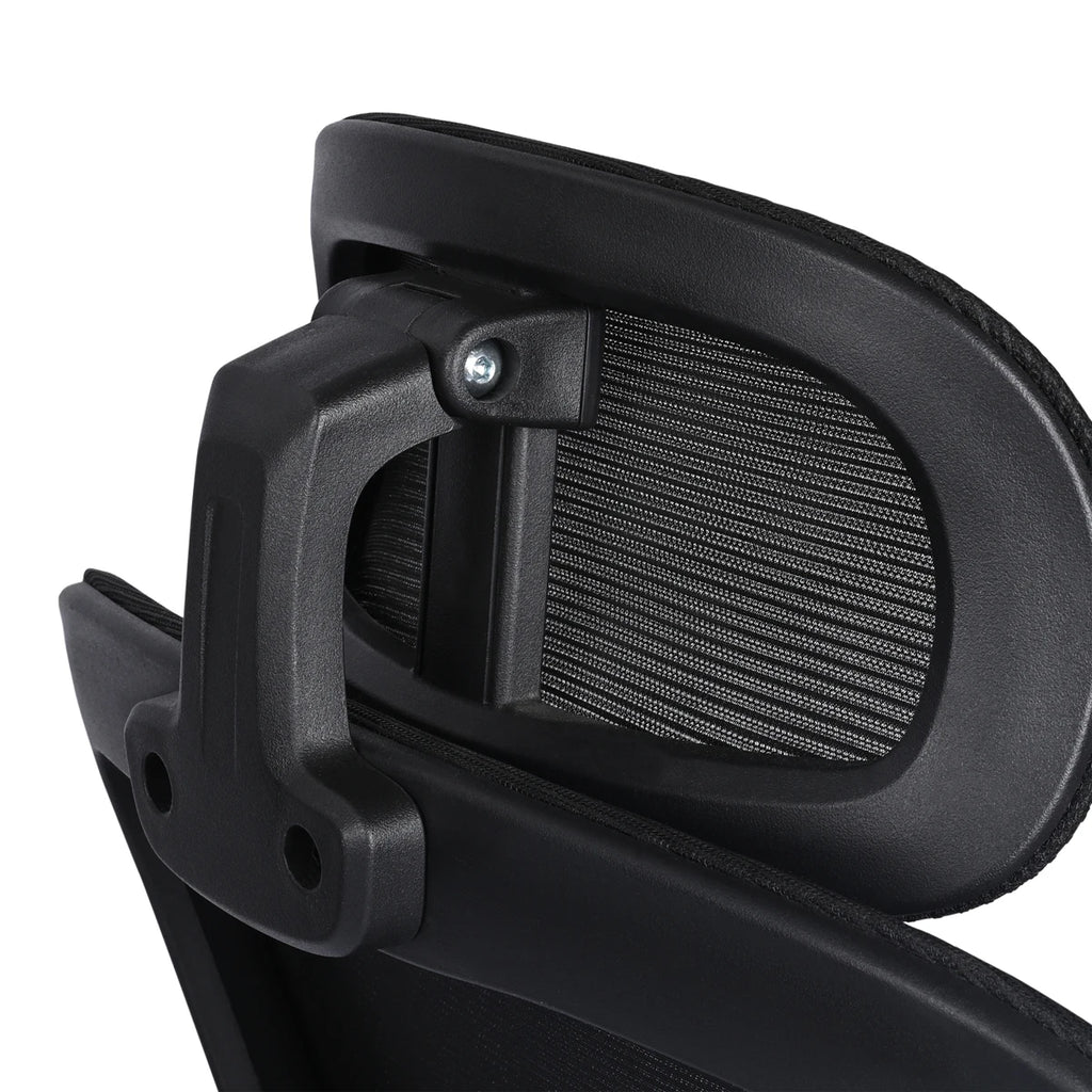 Silla de oficina ergonómica T-Lovendo AM-HOC919-BLACK con soporte lumbar ajustable, malla transpirable, ruedas de rodamiento suave y brazos ajustables para máxima comodidad en entornos domésticos y de oficina.