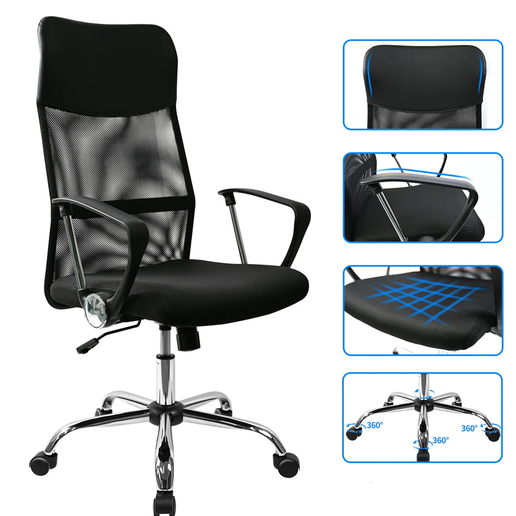 Silla de oficina T-LoVendo TLV-AM-OC621 con giro de 360 ​​grados, diseño ergonómico de malla, altura ajustable, peso máximo 120 kg, ideal para oficina en casa y estudio.
