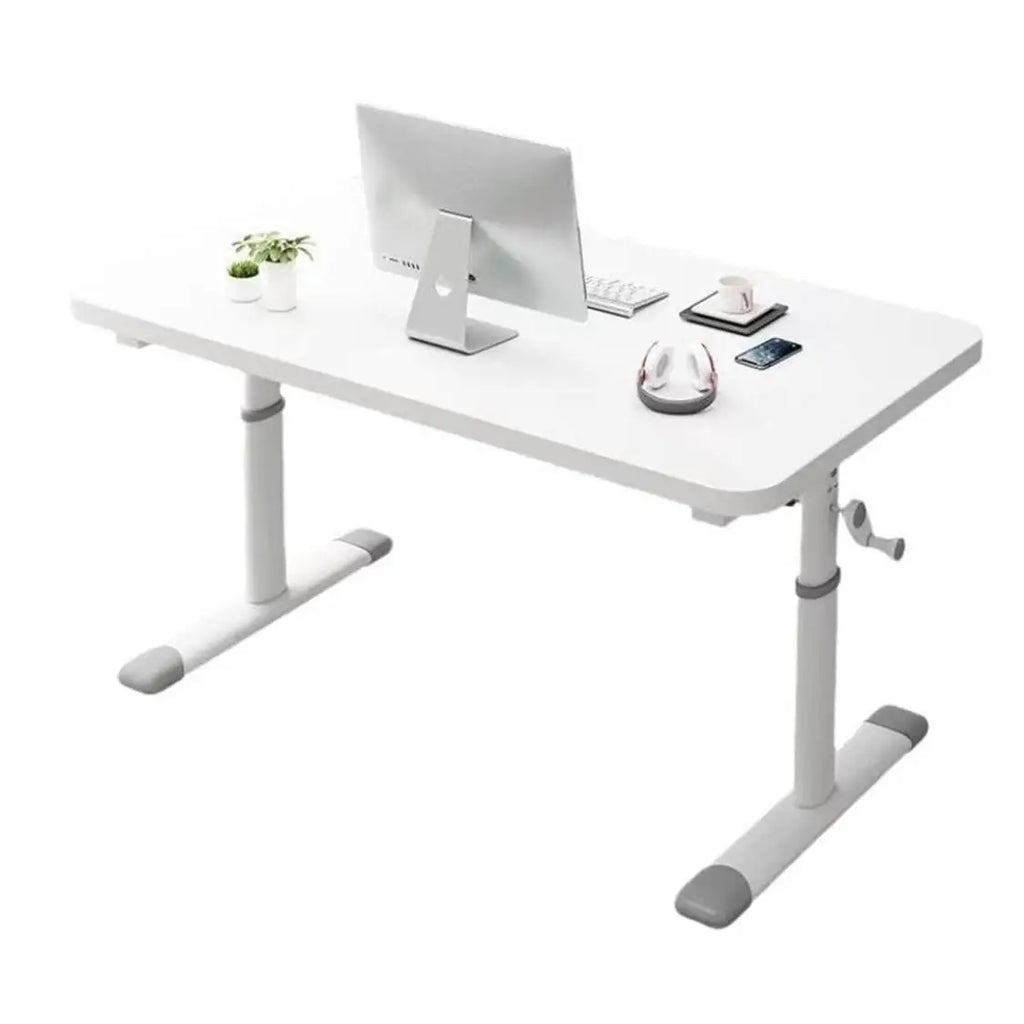 Escritorio elevable, altura regulable 63-90cm, mesa de computadora blanca con tamaño de 80*60cm y tablero de 1,5 cm de grosor, perfecto para juegos y uso en la oficina.