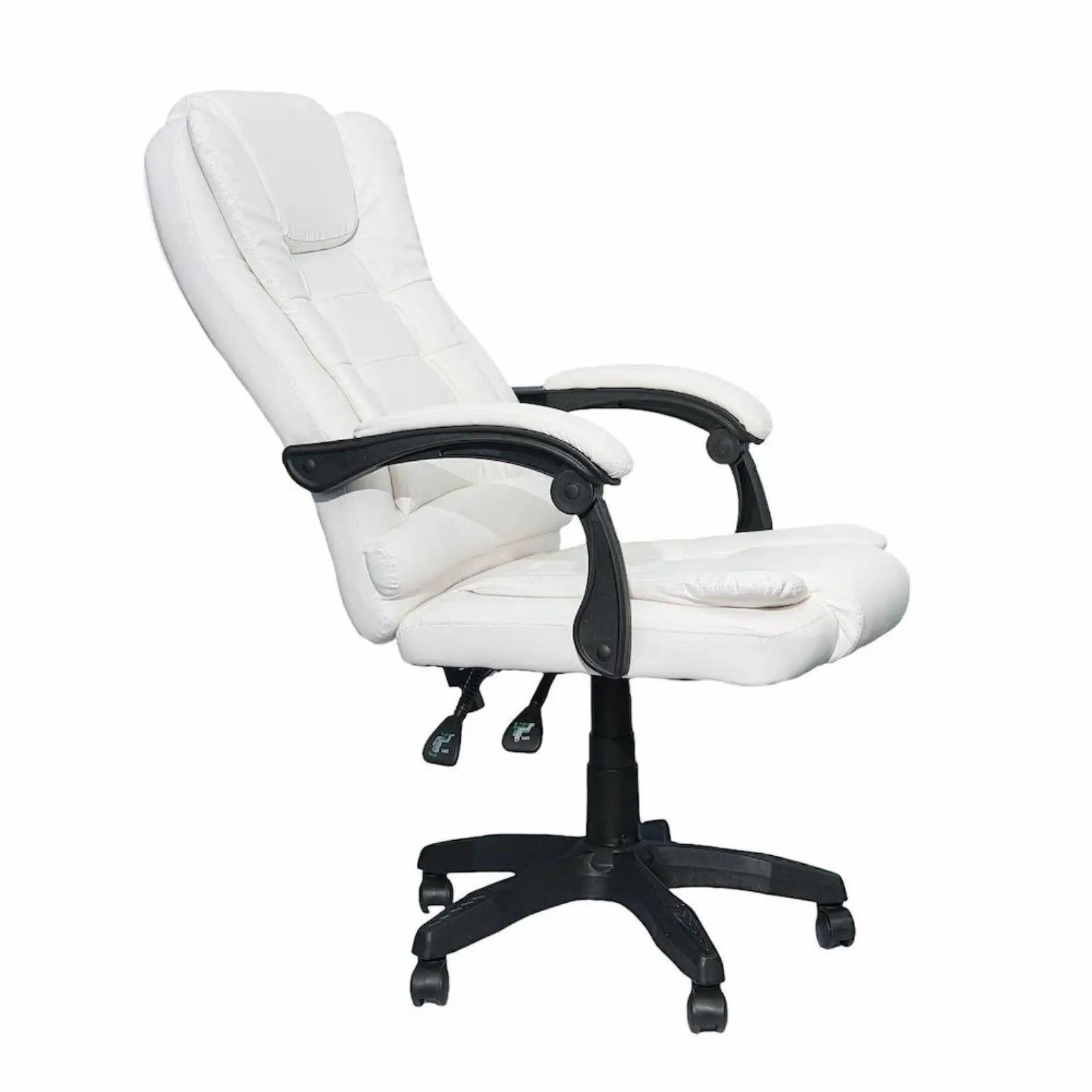 Silla reclinable ejecutiva DASCK: silla de oficina ergonómica de cuero sintético blanco con altura ajustable y acolchado de espuma de alta densidad para mayor comodidad, soporta hasta 150 kg, perfecta para oficina en casa o juegos.