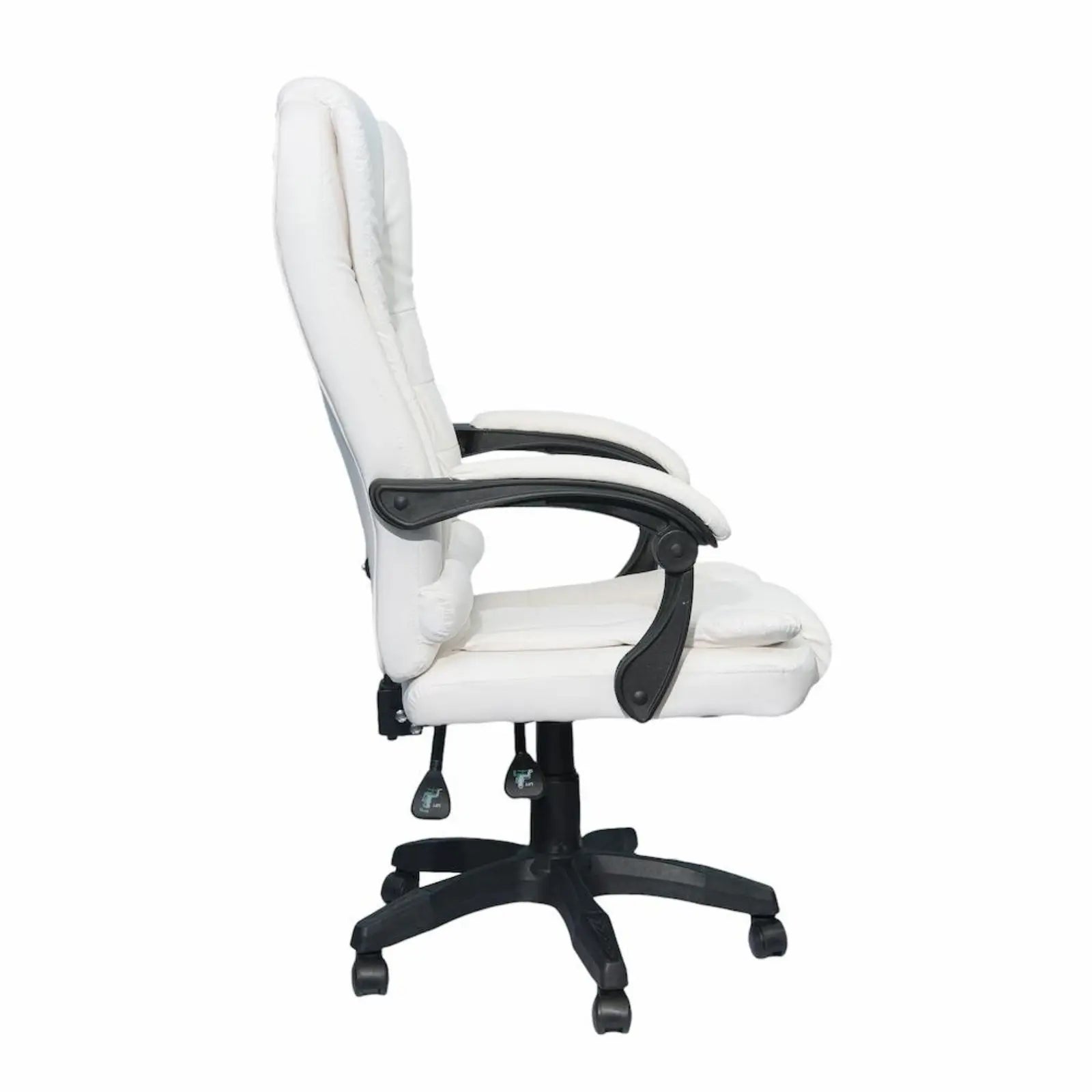 Silla reclinable ejecutiva DASCK: silla de oficina ergonómica de cuero sintético blanco con altura ajustable y acolchado de espuma de alta densidad para mayor comodidad, soporta hasta 150 kg, perfecta para oficina en casa o juegos.