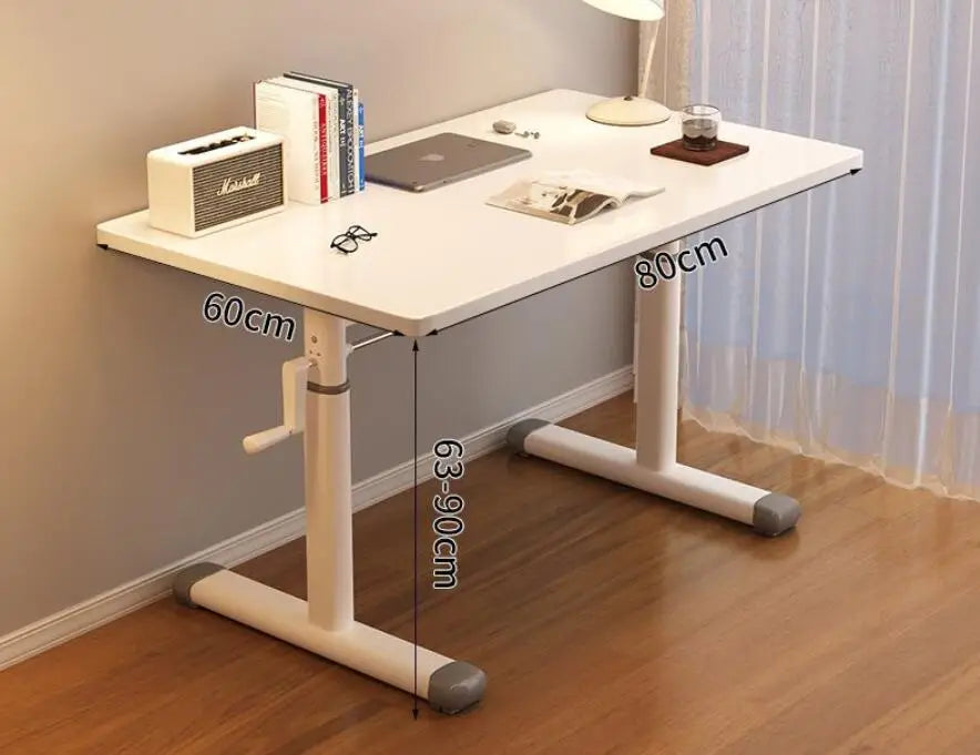 Escritorio elevable, altura regulable 63-90cm, mesa de computadora blanca con tamaño de 80*60cm y tablero de 1,5 cm de grosor, perfecto para juegos y uso en la oficina.