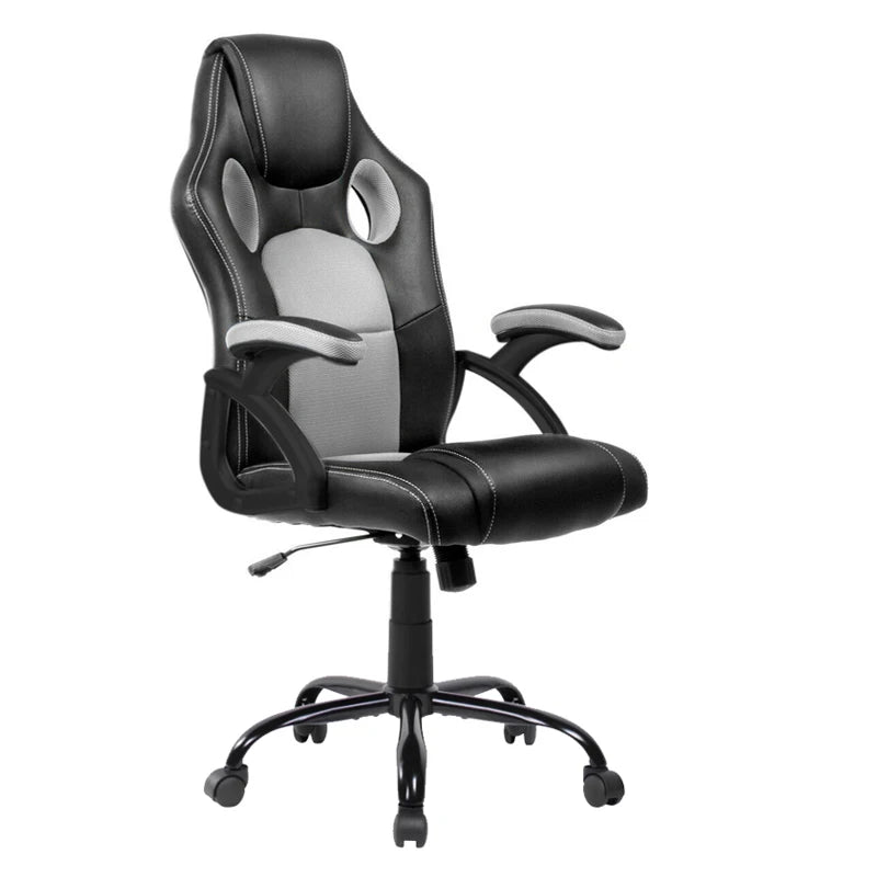 Silla de Carreras Dormidan - Silla de Oficina Giratoria Ergonómica para Juegos con Ajuste de Altura, fabricada en cuero sintético duradero y con soporte lumbar, ideal para trabajar, estudiar o jugar, soportando hasta 80 kg.