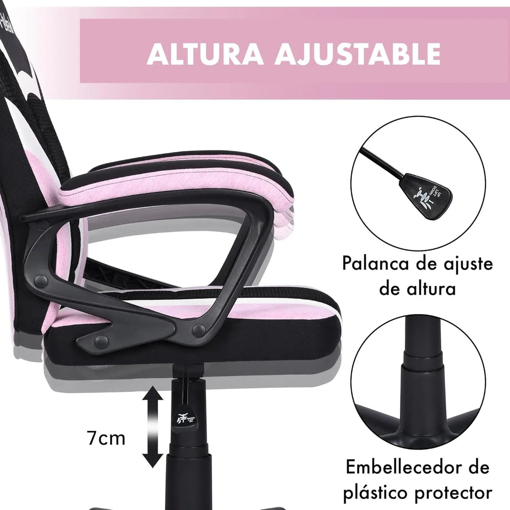 Silla gaming T-LoVendo TLV-SN1 para niños, piel sintética ergonómica, altura regulable, diseño de carreras moderno, perfecta para jugar y estudiar, con ruedas duraderas y respaldo acolchado para mayor comodidad.