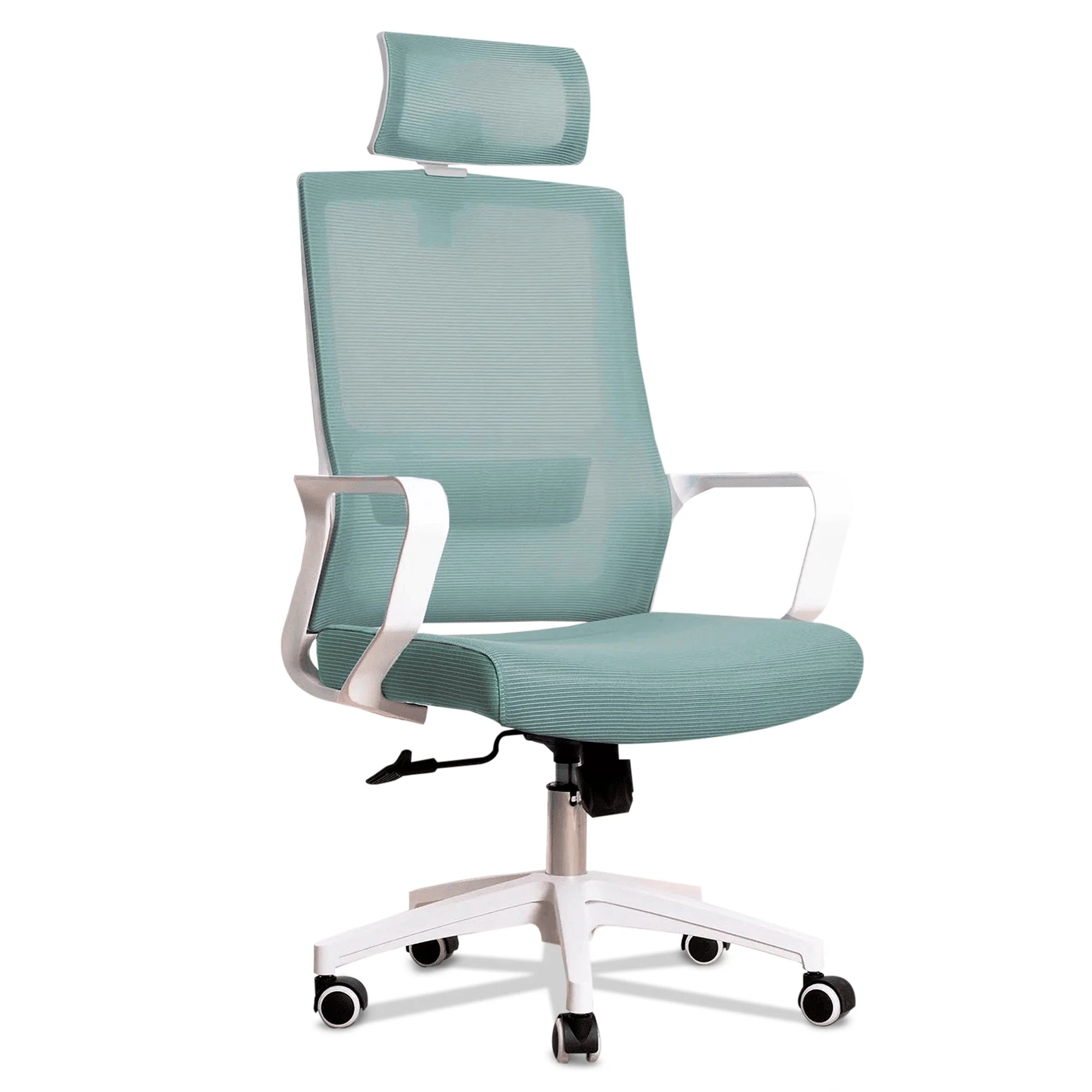 Silla de escritorio ergonómica Jupplies silla de oficina ajustable y reclinable con soporte lumbar, reposacabezas ajustable, malla transpirable, ruedas giratorias 360 ° Soporta hasta 100 kg