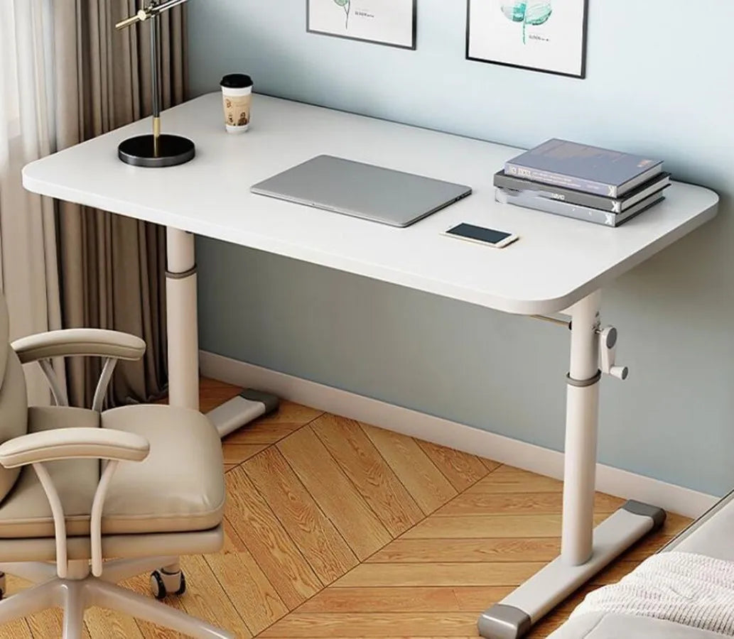 Escritorio elevable, altura regulable 63-90cm, mesa de computadora blanca con tamaño de 80*60cm y tablero de 1,5 cm de grosor, perfecto para juegos y uso en la oficina.