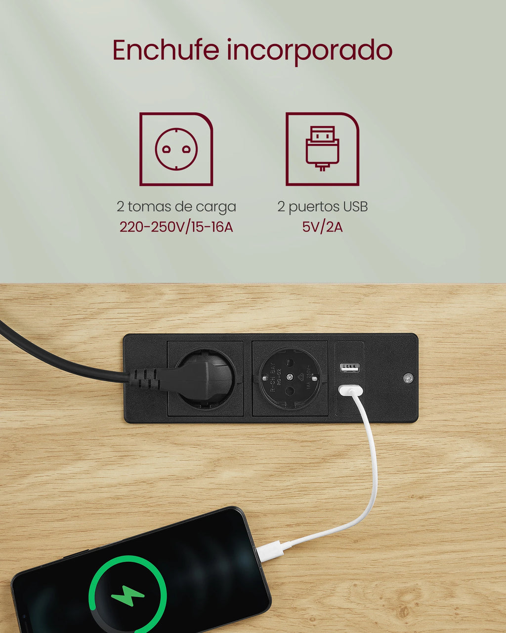 Escritorio ajustable en altura VASAGLE, 60 x 140 cm, cuenta con 4 funciones de memoria, 2 tomas de corriente y puertos USB, con un diseño robusto que soporta hasta 80 kg, perfecto para una oficina moderna o un entorno de estudio.