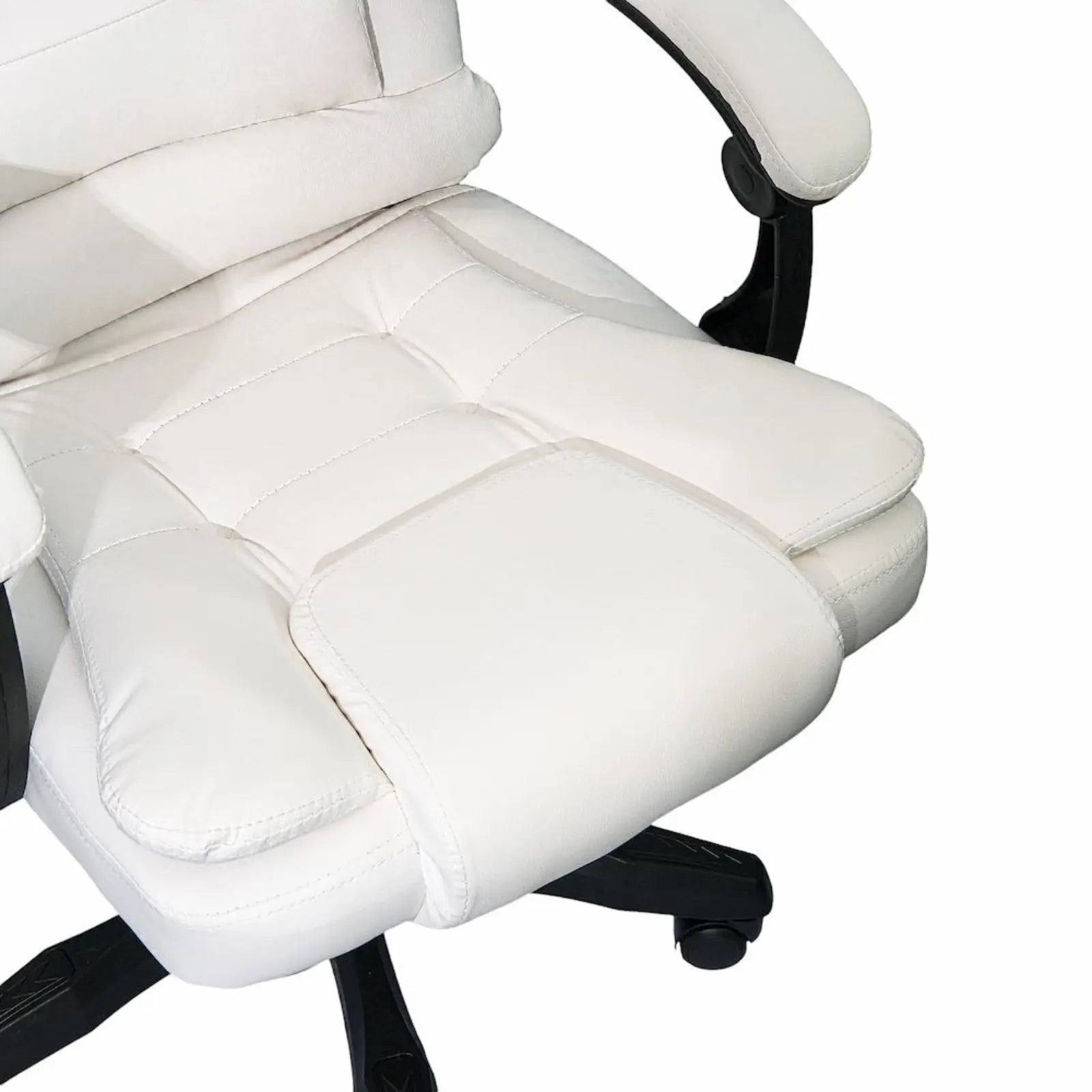 Silla reclinable ejecutiva DASCK: silla de oficina ergonómica de cuero sintético blanco con altura ajustable y acolchado de espuma de alta densidad para mayor comodidad, soporta hasta 150 kg, perfecta para oficina en casa o juegos.