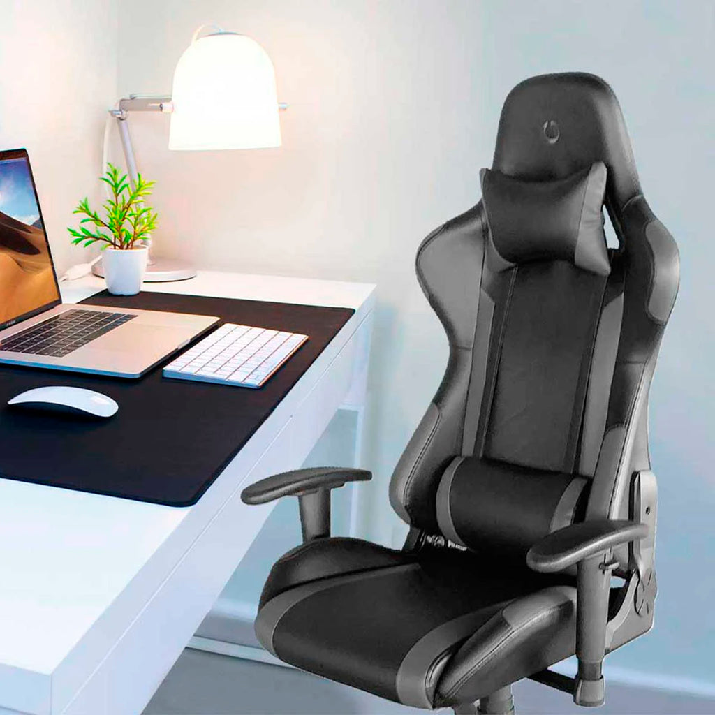 Silla Gaming Ergonómica PRIXTON con Altura Ajustable y Reposabrazos, Reclinable 180º, Construcción Metálica PVC, Incluye Cojines de Soporte Lumbar y Cervical, Ideal para Oficina en Casa o Gaming, Soporta hasta 140 kg