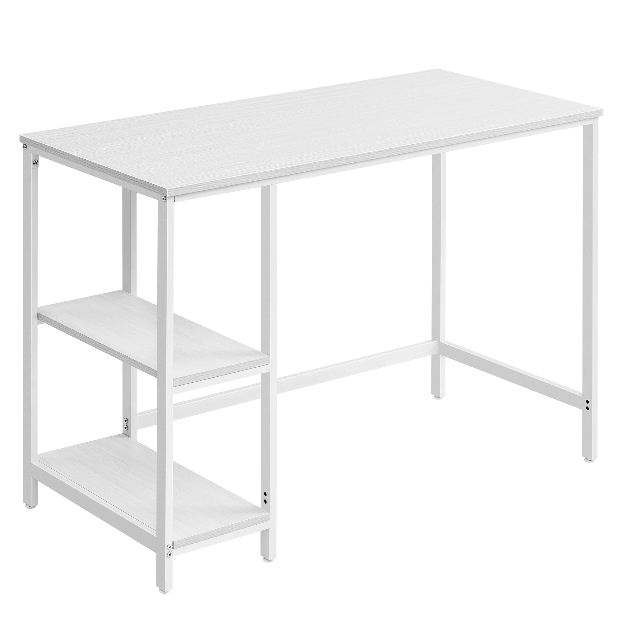 Escritorio VASAGLE con 2 estantes ajustables para oficina en casa, amplio espacio de trabajo de 50 x 100 cm, estructura de acero, marrón rústico y negro, fácil montaje, ideal para teletrabajo y juegos.