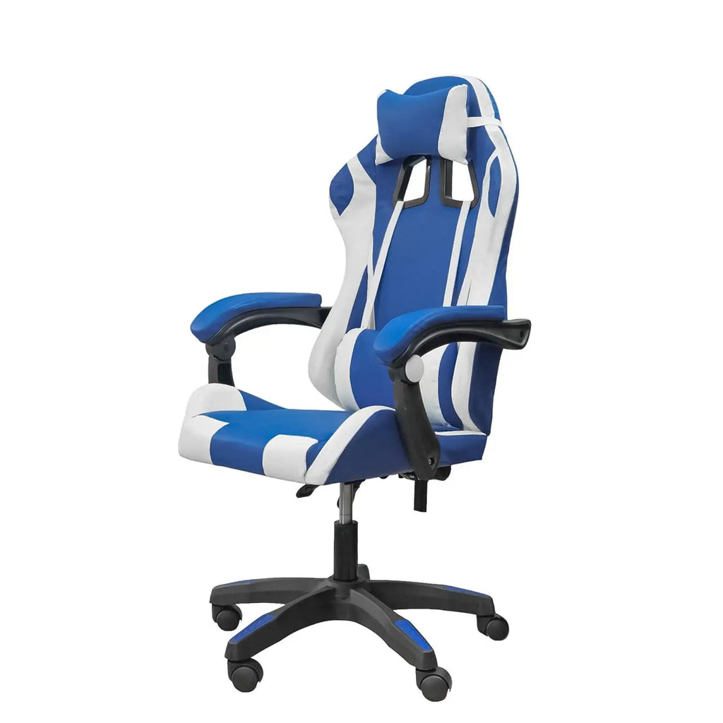 Silla gaming, silla de oficina con respaldo y piel regulable, ergonómica con soporte lumbar, regulable en altura.