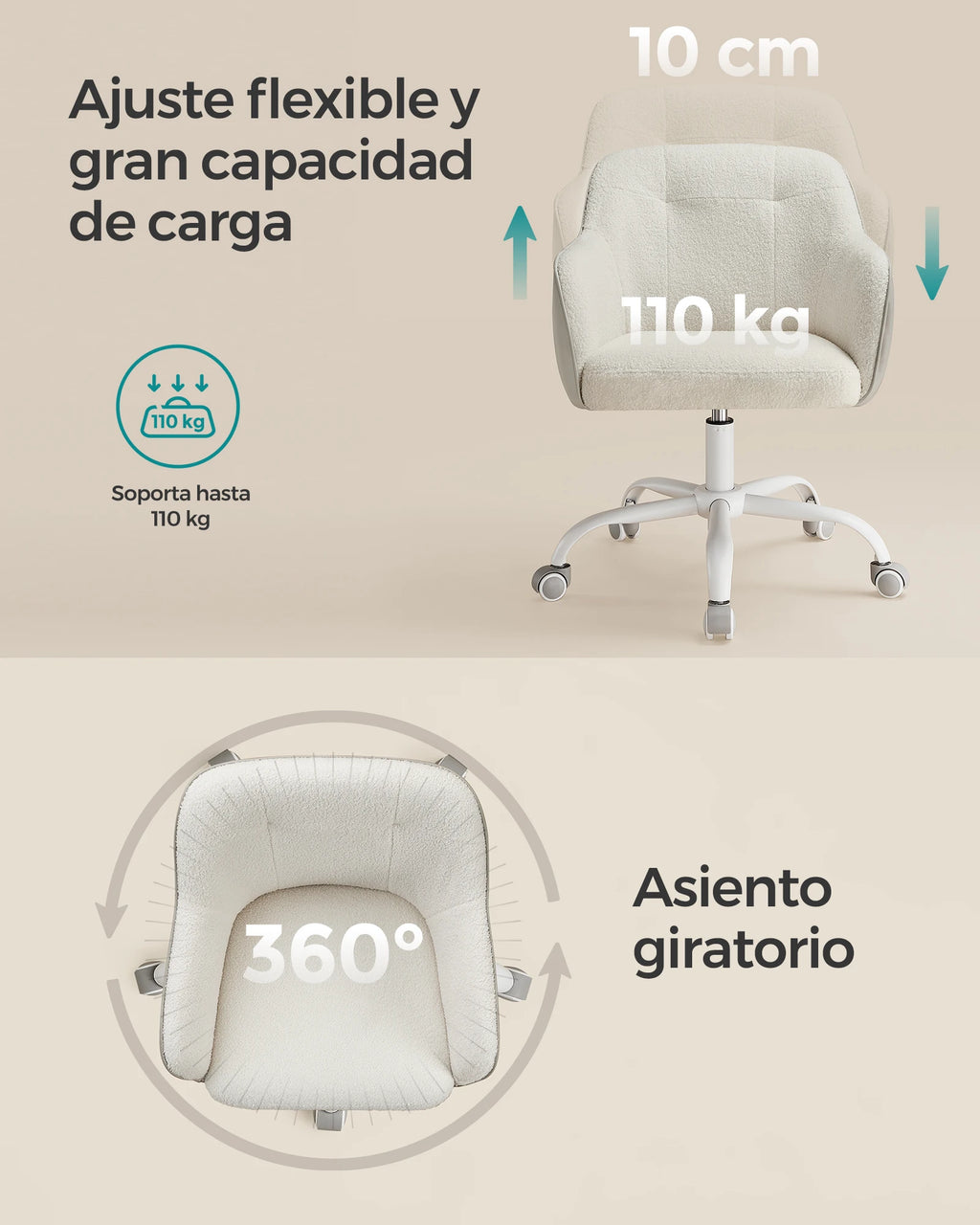 Silla de estudio SONGMICS, silla de oficina ergonómica con ajuste de altura, tela de terciopelo transpirable en rosa gelatina, estructura de acero, asiento acolchado cómodo, soporta hasta 110 kg, perfecta para oficina en casa y dormitorios.