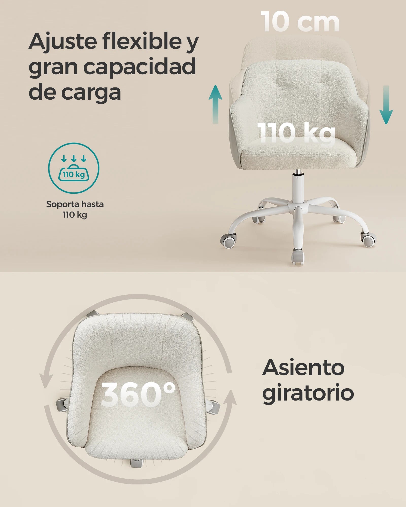 Silla de estudio SONGMICS, silla de oficina ergonómica con ajuste de altura, tela de terciopelo transpirable en rosa gelatina, estructura de acero, asiento acolchado cómodo, soporta hasta 110 kg, perfecta para oficina en casa y dormitorios.