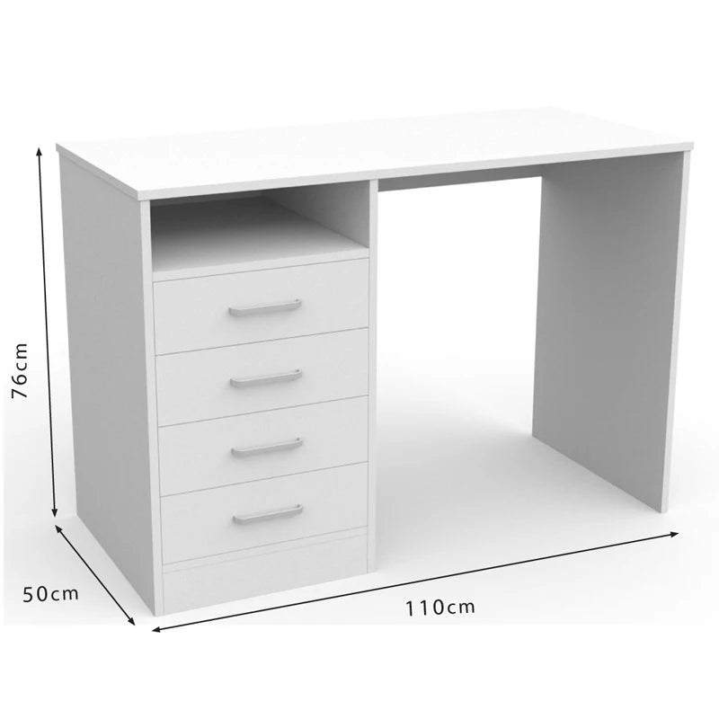 Dormidan - Escritorio de oficina con 4 cajones, construcción moderna en melamina, 110cm x 50cm x 76cm, ideal para estudiar o trabajar, elegante y duradero, perfecto para cualquier habitación, material de primera calidad, cajón utilitario, altura 76cm.