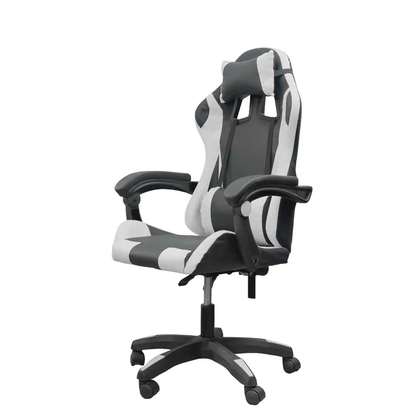 Silla gaming, silla de oficina con respaldo y piel regulable, ergonómica con soporte lumbar, regulable en altura.