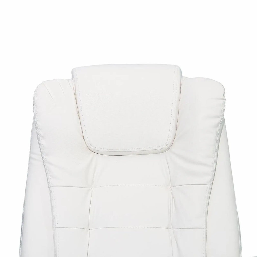 Silla reclinable ejecutiva DASCK: silla de oficina ergonómica de cuero sintético blanco con altura ajustable y acolchado de espuma de alta densidad para mayor comodidad, soporta hasta 150 kg, perfecta para oficina en casa o juegos.