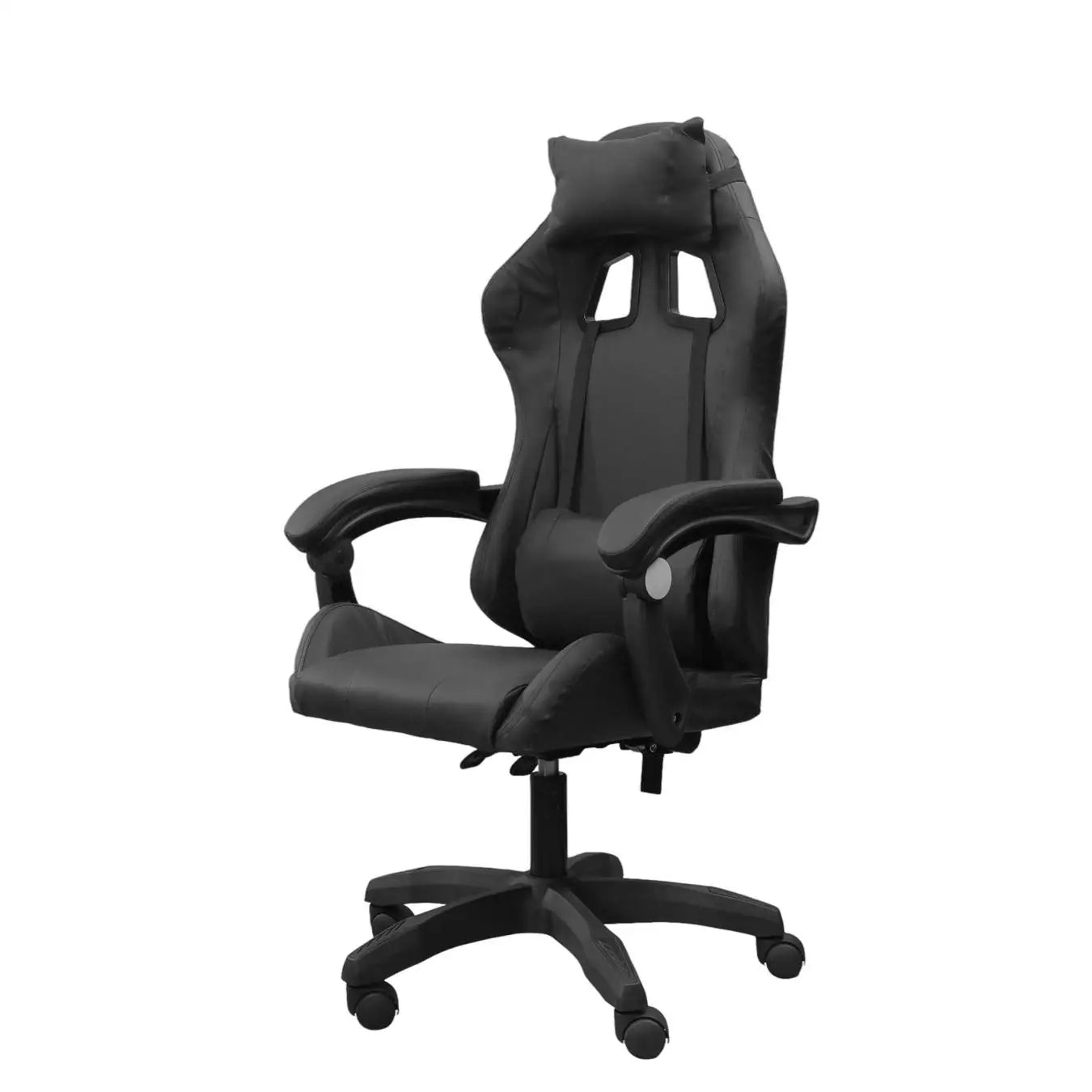 Silla gaming, silla de oficina con respaldo y piel regulable, ergonómica con soporte lumbar, regulable en altura.