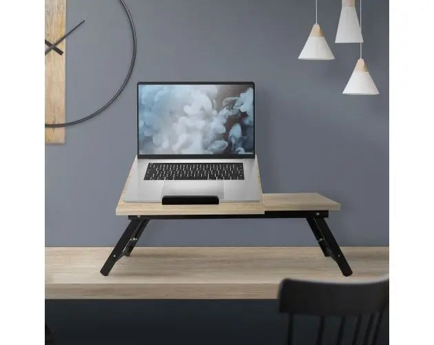 Mesa portátil para portátil MIRAMAX para cama, madera y metal, 61x35,5x20 cm, cuenta con patas plegables y una parte superior ajustable para un uso cómodo, ideal como escritorio elevable para trabajar o jugar.
