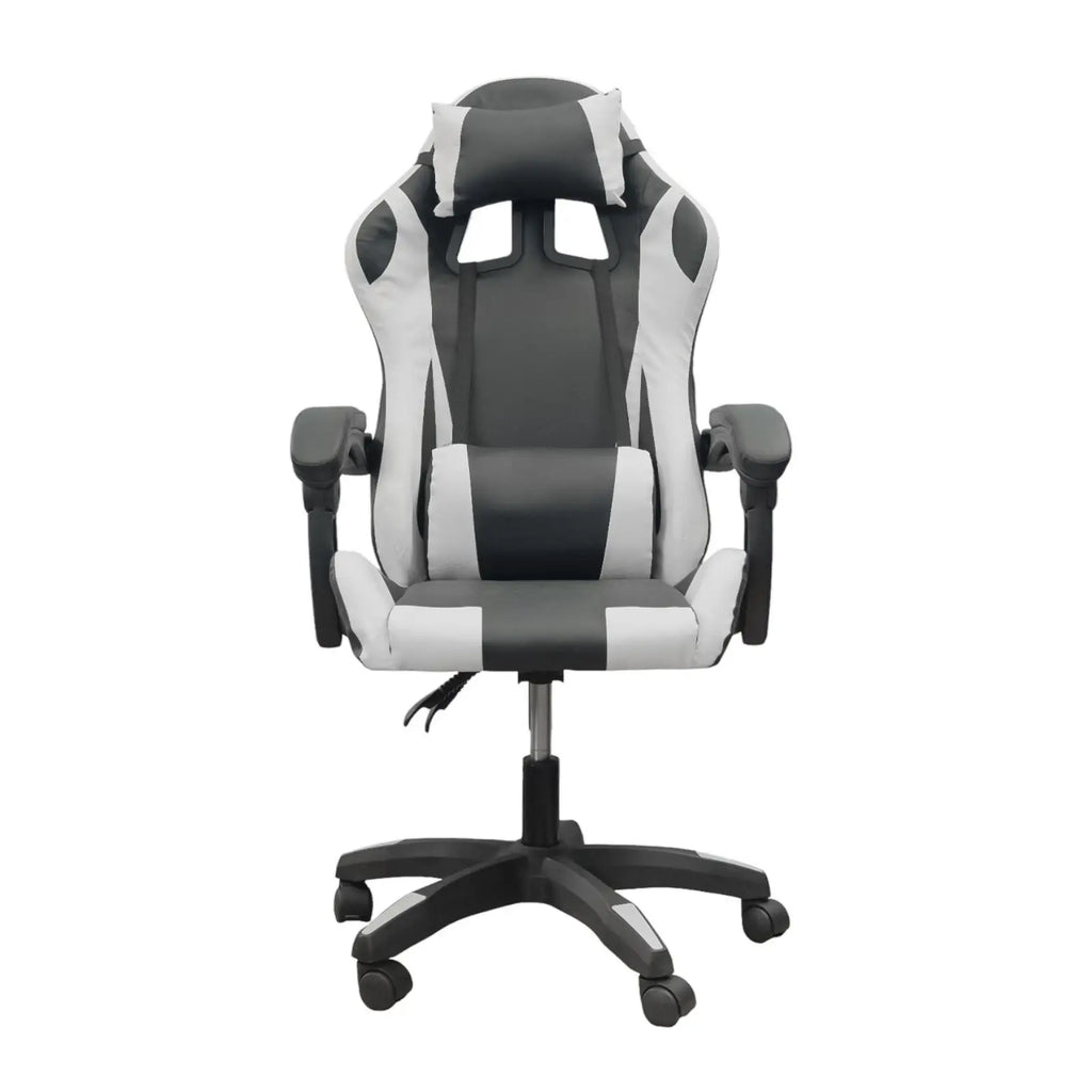 Silla gaming, silla de oficina con respaldo y piel regulable, ergonómica con soporte lumbar, regulable en altura.