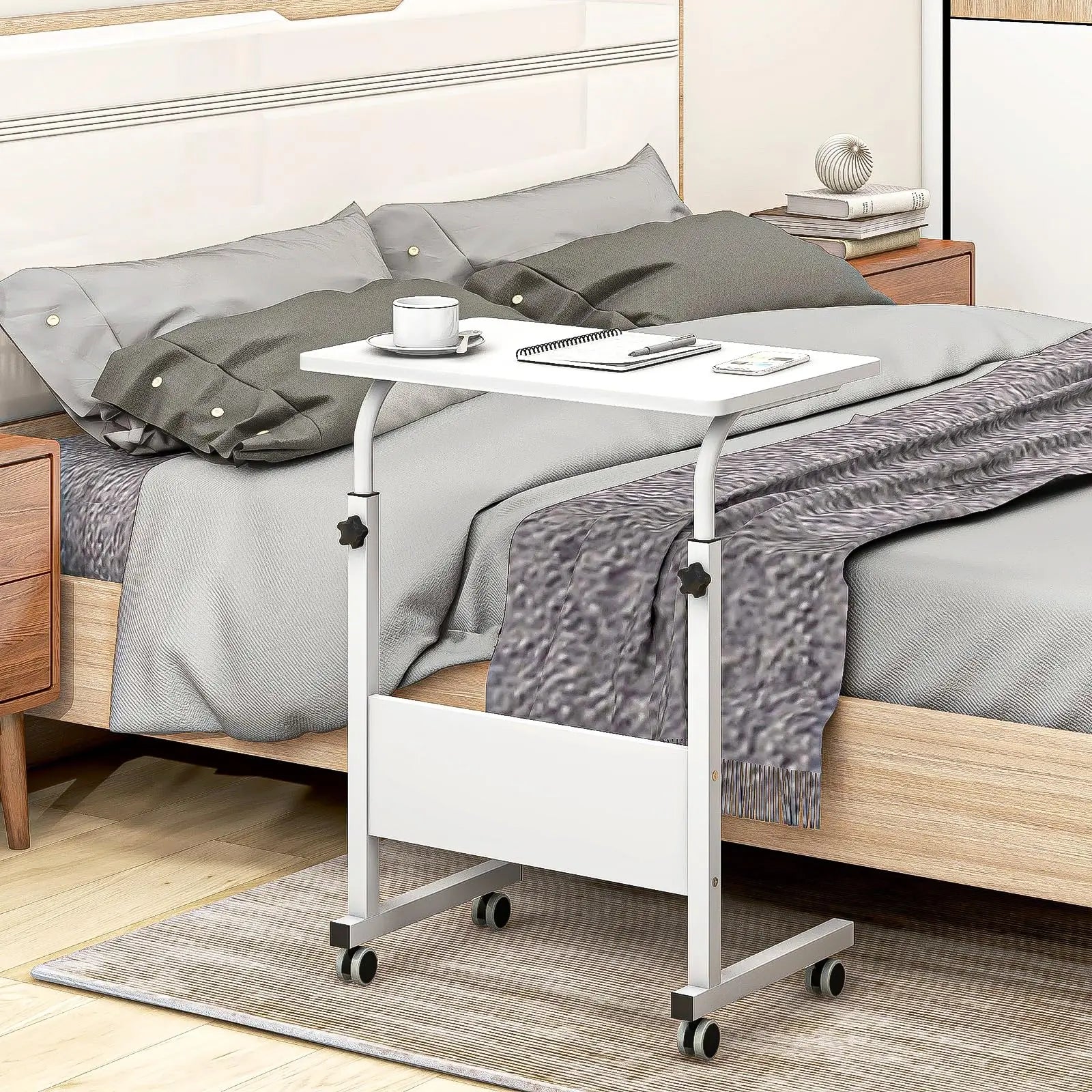 Mesa portátil SMALLRUN con función de escritorio elevable, altura ajustable, panel de partículas de madera, 60 x 40 cm, ideal para trabajar, comer y hacer manualidades, carga máxima 35 kg.