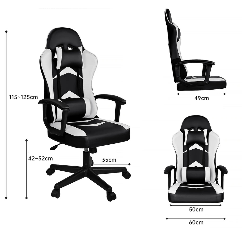 Silla Gaming T-Lovendo con Soporte Lumbar y Cervical, Altura Ergonómica Ajustable y Reclinable.