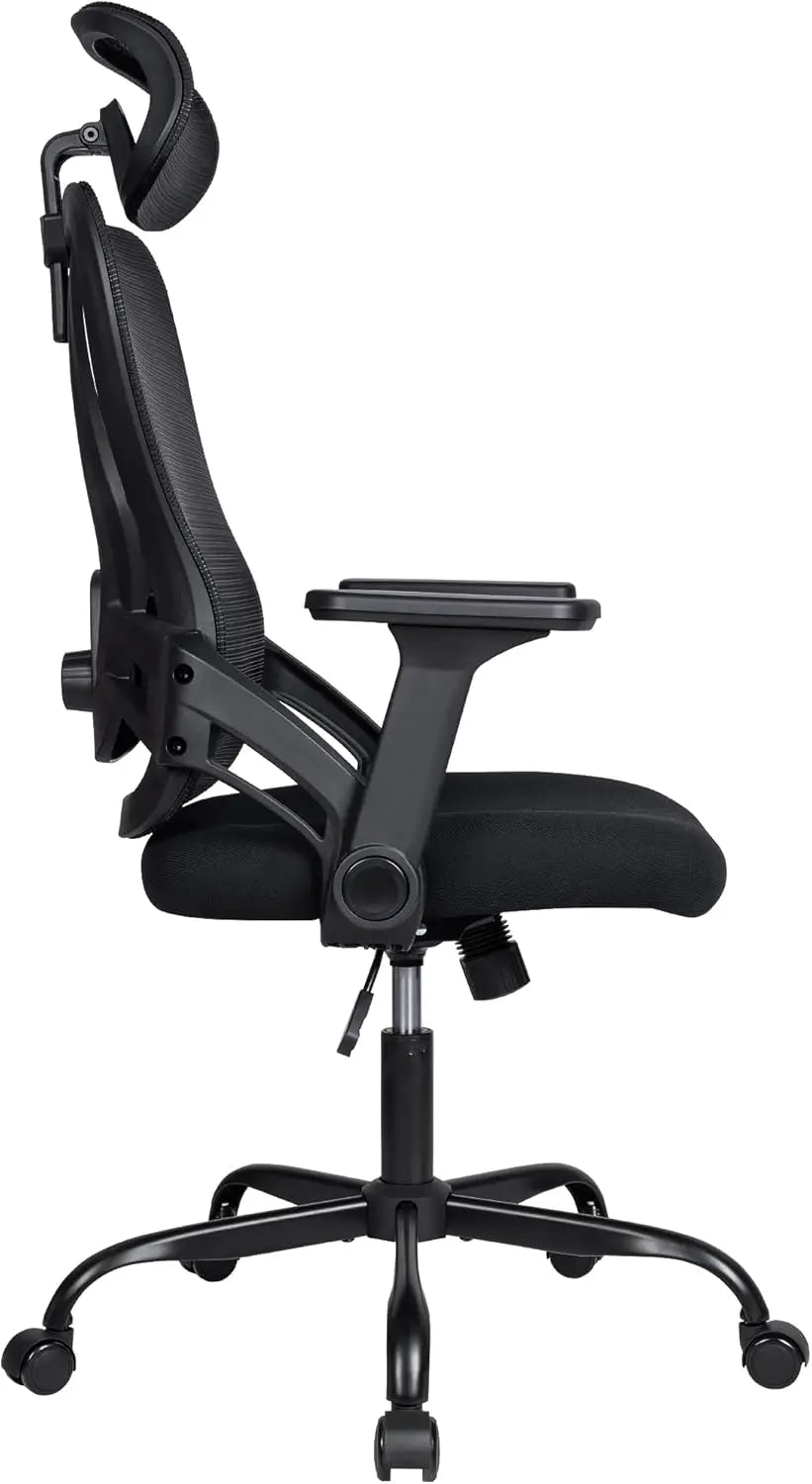 Silla de oficina ergonómica T-LoVendo con reposacabezas ajustable, soporte lumbar y giro de 360°, malla transpirable, espuma de alta densidad, fácil montaje