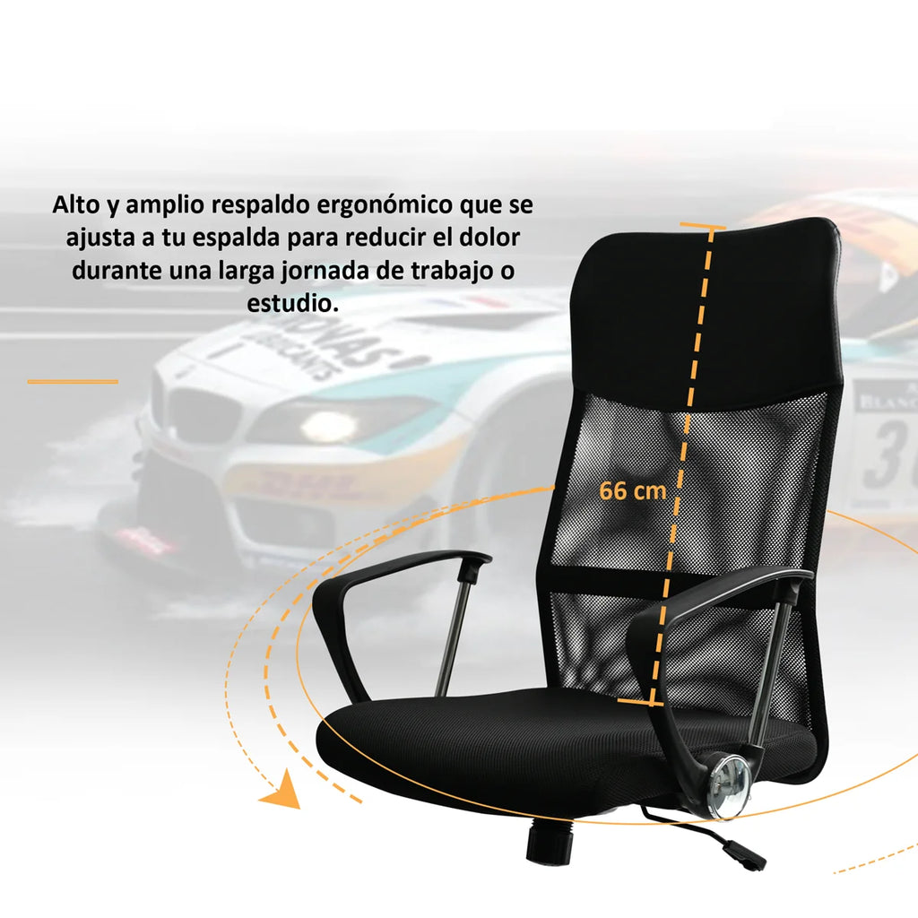 Silla de oficina T-LoVendo TLV-AM-OC621 con giro de 360 ​​grados, diseño ergonómico de malla, altura ajustable, peso máximo 120 kg, ideal para oficina en casa y estudio.