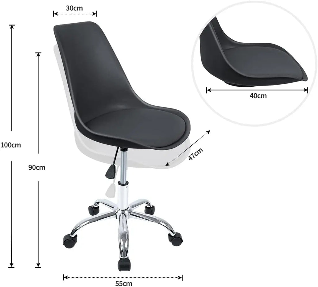 Silla de escritorio T-loving para oficina estudio ergonómica con ruedas altura regulable sin reposabrazos